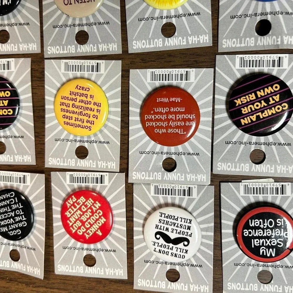 Lot of‎ 8 Ephemera Inc. HA-HA Funny Pinback Buttons 1.25